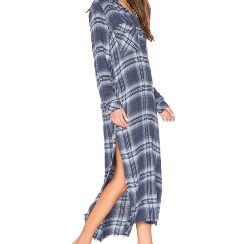 Plaid Long Sleeve Maxi Dress